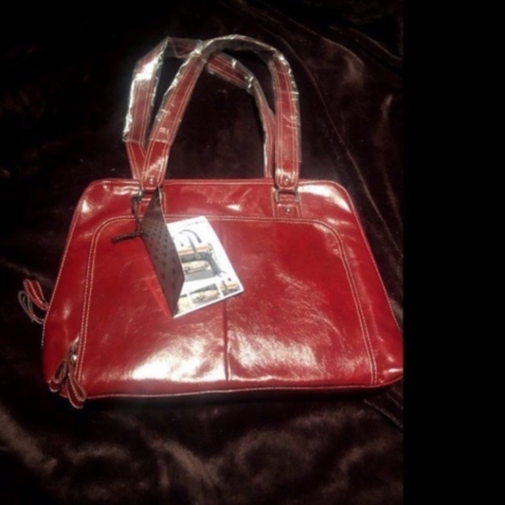 Samsonite Red Faux Leather Laptop Bag